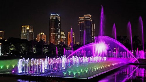 福建廈門(mén)白鷺洲廣場(chǎng)燈光音樂(lè)噴泉